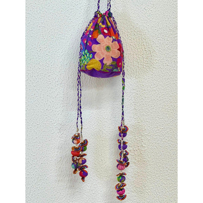 Blushing Couture by Shafali Purple Printed Potli Bag