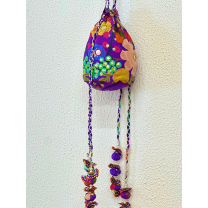 Blushing Couture by Shafali Purple Printed Potli Bag