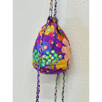 Blushing Couture by Shafali Purple Printed Potli Bag