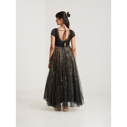 Blushing Couture by Shafali Black Embellished Maxi Dress