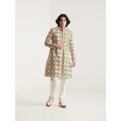 Blushing Couture by Shafali Multicolour Cream Printed Kurta with Pyjama (Set of 2)