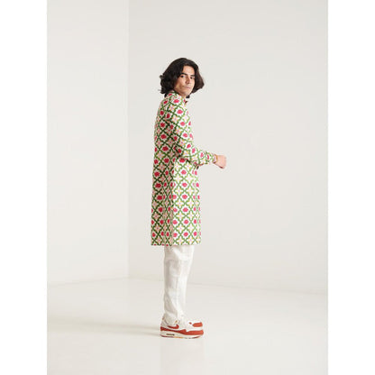 Blushing Couture by Shafali Multicolour Cream Printed Kurta with Pyjama (Set of 2)