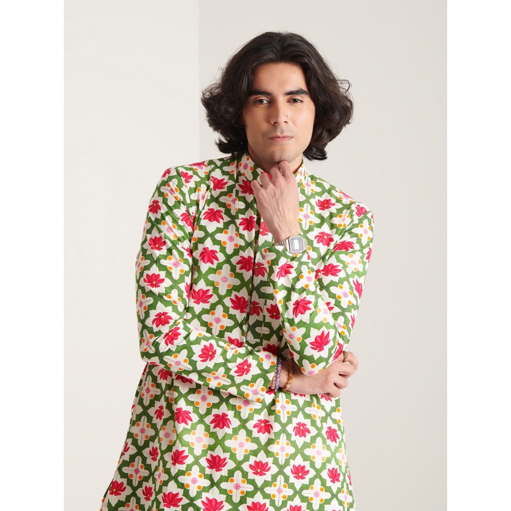 Blushing Couture by Shafali Multicolour Cream Printed Kurta with Pyjama (Set of 2)