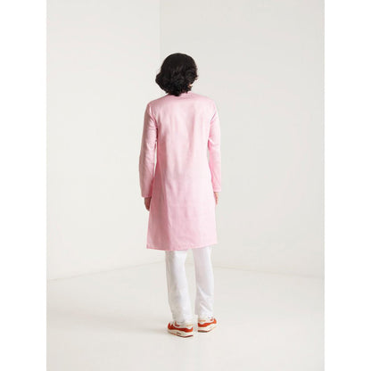Blushing Couture by Shafali Pink Hand Embroidered Kurta with Pyjama (Set of 2)