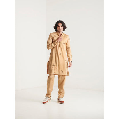 Blushing Couture by Shafali Beige Hand Embroidered Kurta and Pyjama (Set of 2)