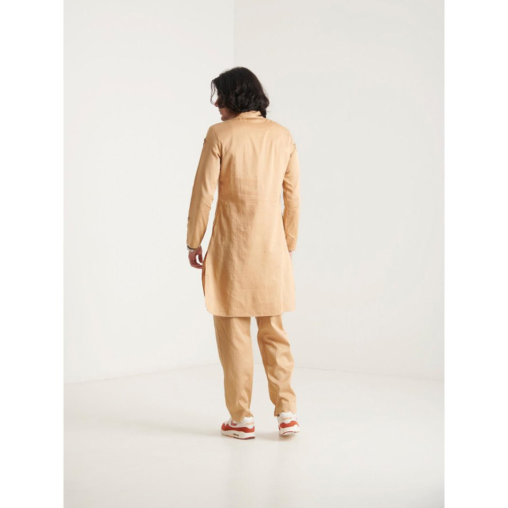 Blushing Couture by Shafali Beige Hand Embroidered Kurta and Pyjama (Set of 2)