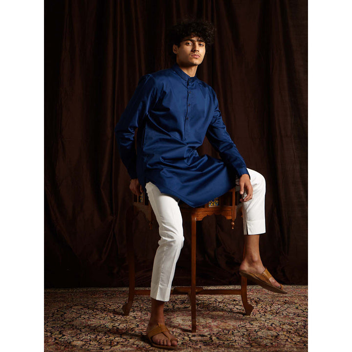 Project Bandi The Navy Cotton Kurta Pyjama Set (Set of 2)