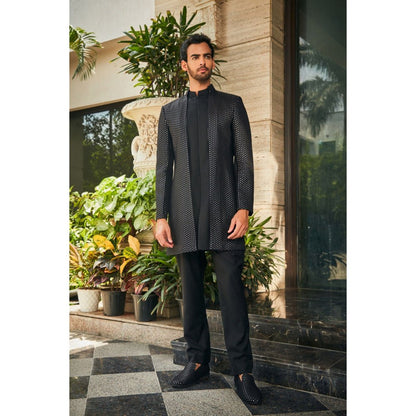 Bohame Mrig Black Indo-Western Chikankari Jacket and Pant (Set of 2)