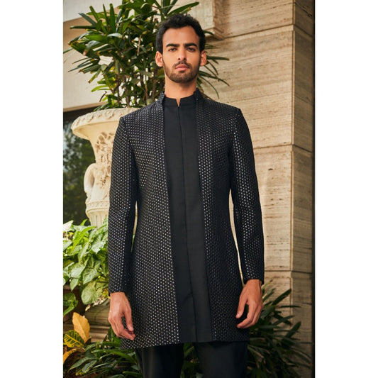 Bohame Mrig Black Indo-Western Chikankari Jacket and Pant (Set of 2)