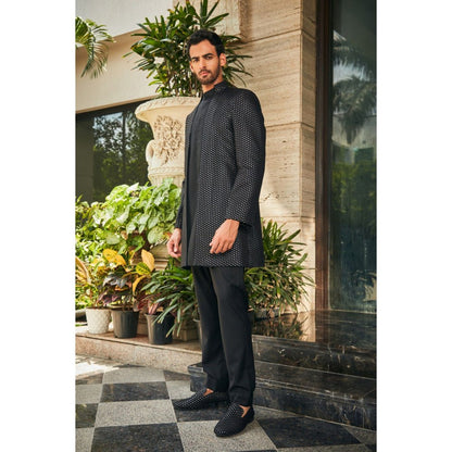 Bohame Mrig Black Indo-Western Chikankari Jacket and Pant (Set of 2)