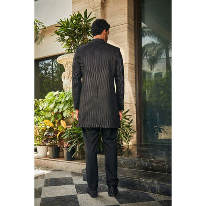 Bohame Mrig Black Indo-Western Chikankari Jacket and Pant (Set of 2)