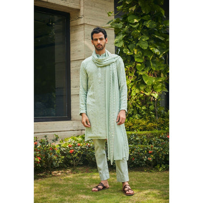 Bohame Devagya Pastel Green Chikankari Kurta and Pant with Dupatta (Set of 3)