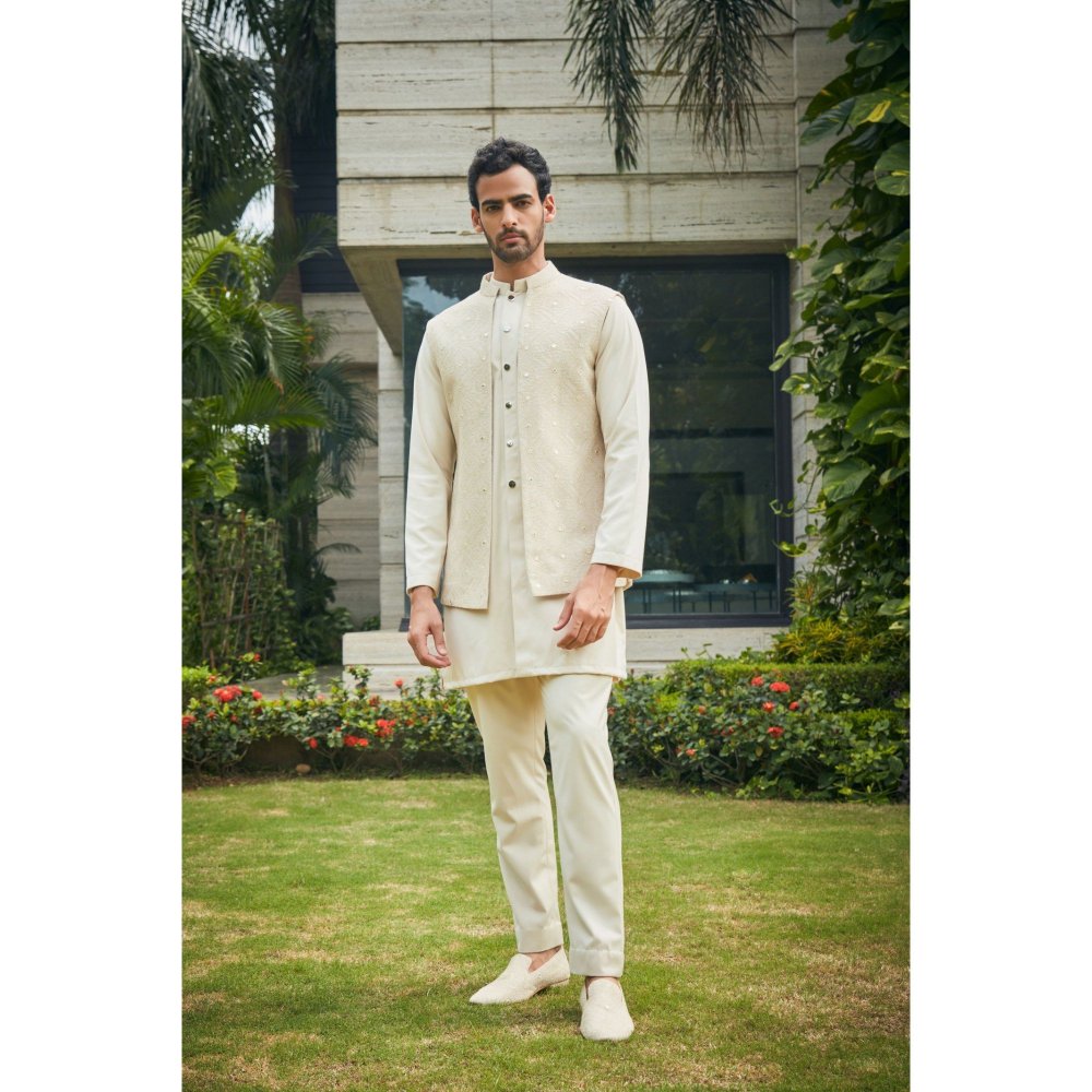 Bohame Harit Beige Nehru Jacket and Kurta with Pant (Set of 3)