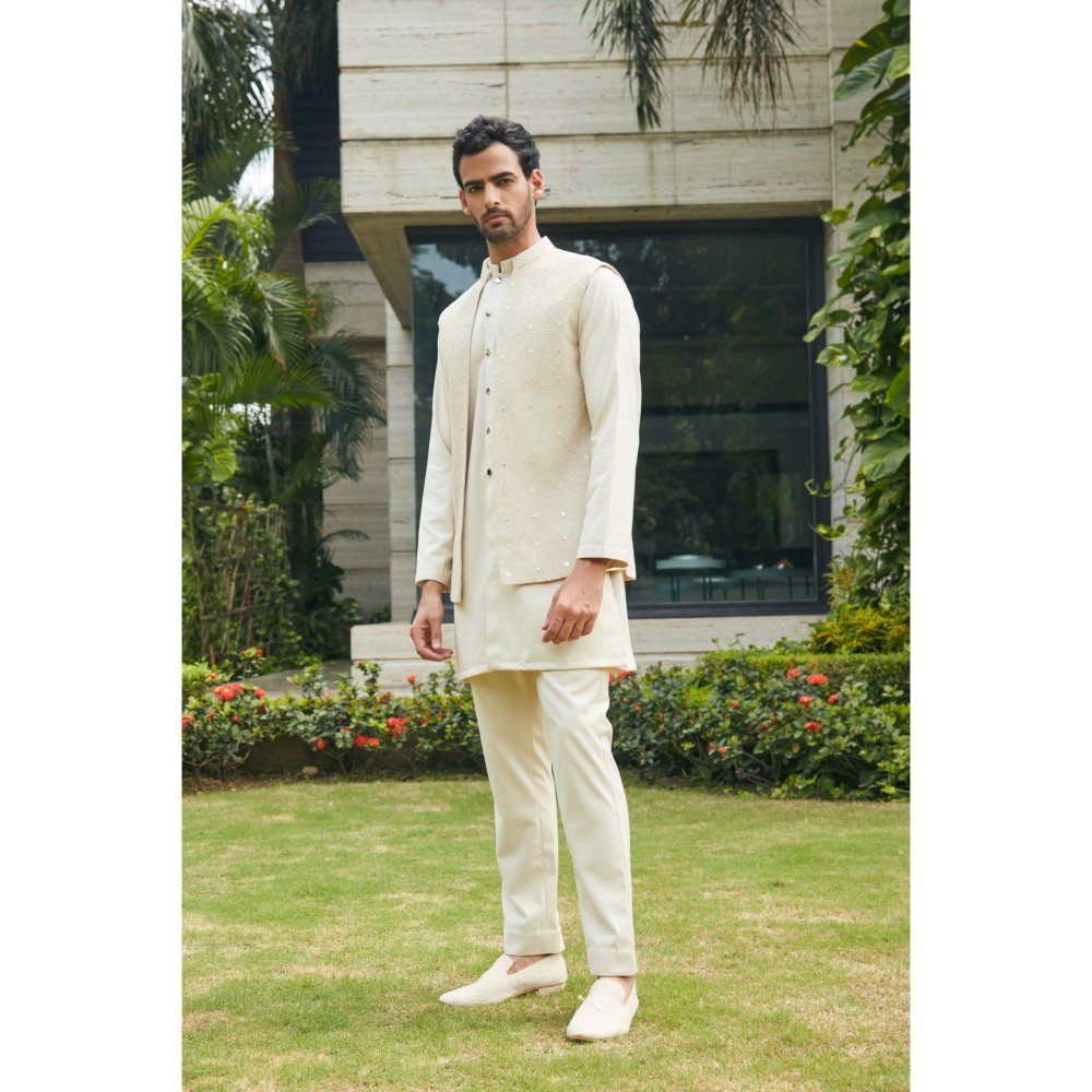 Bohame Harit Beige Nehru Jacket and Kurta with Pant (Set of 3)