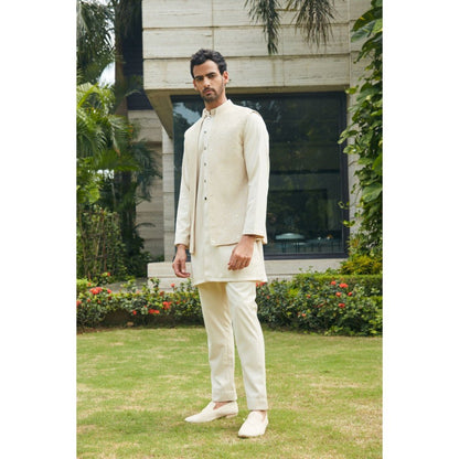 Bohame Harit Beige Nehru Jacket and Kurta with Pant (Set of 3)