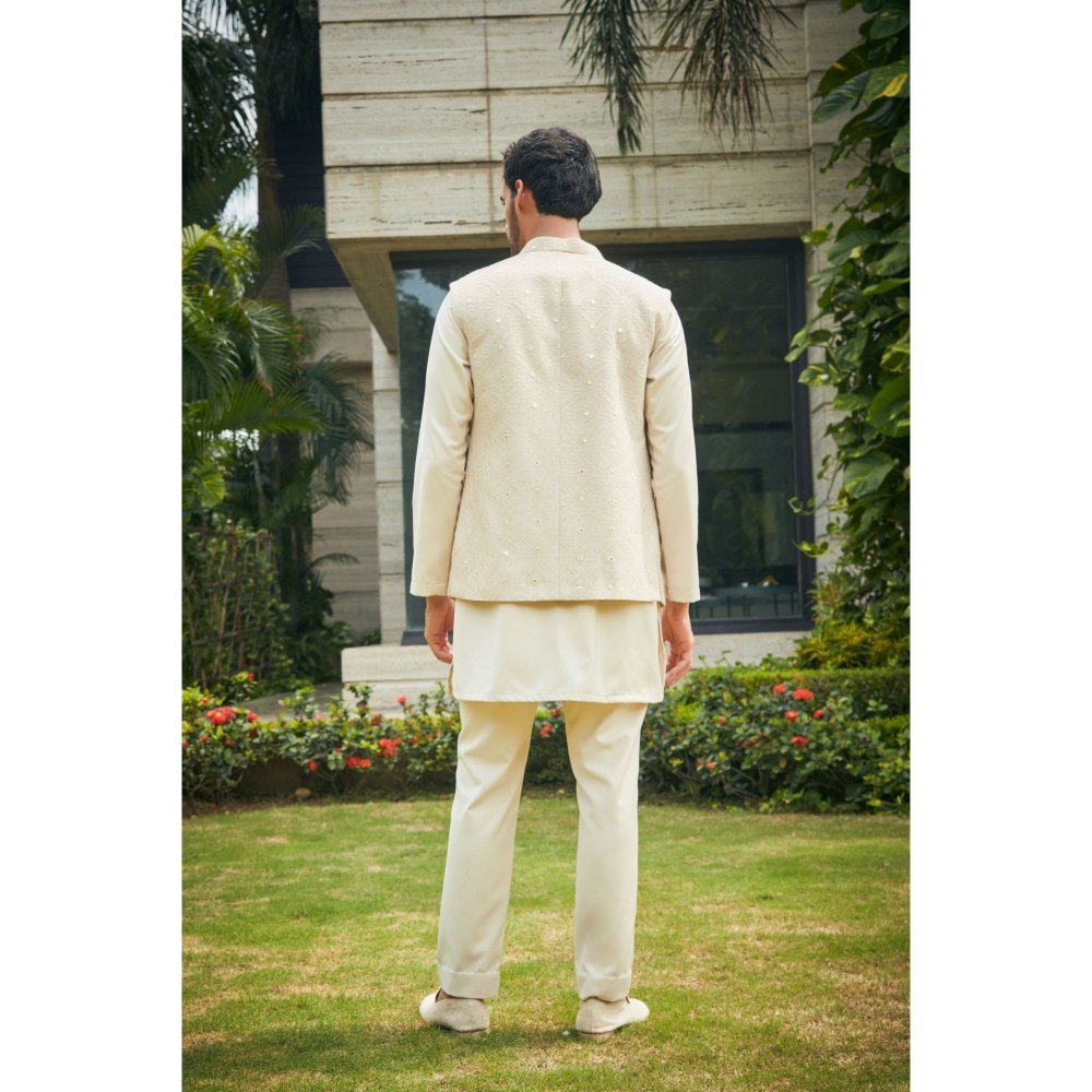 Bohame Harit Beige Nehru Jacket and Kurta with Pant (Set of 3)