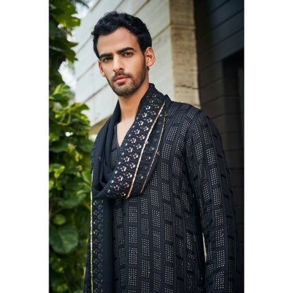 Bohame Vyom Black Chikankari Kurta and Salwar with Dupatta (Set of 3)