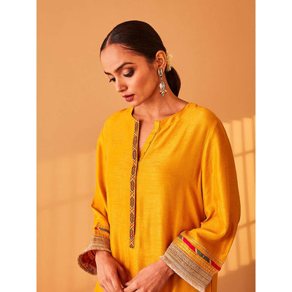 Bo Tree Yellow Parizeau Kurta with Pant (Set of 2)