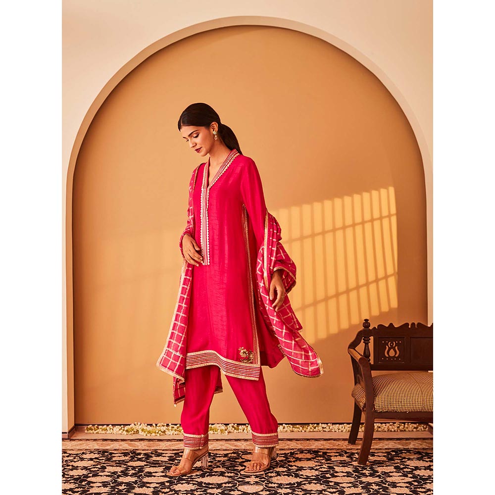Bo Tree Pink Janaan Kurta with Pant and Dupatta (Set of 3)