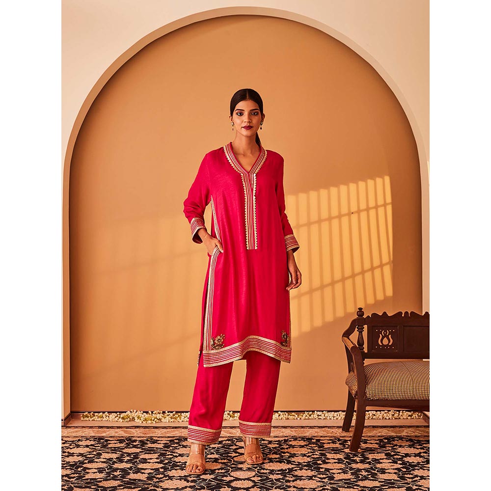 Bo Tree Pink Janaan Kurta with Pant and Dupatta (Set of 3)