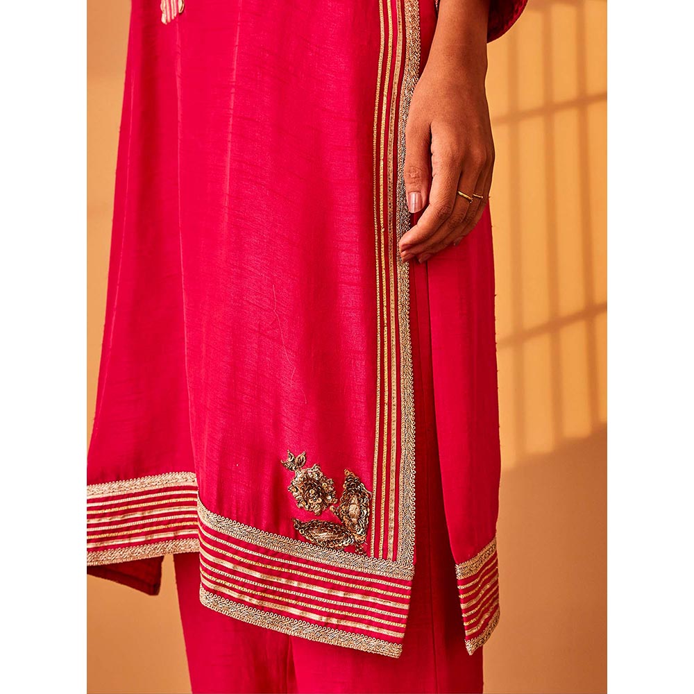 Bo Tree Pink Janaan Kurta with Pant and Dupatta (Set of 3)