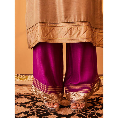 Bo Tree Beige Gul-E-Rana Kurta with Palazzo and Dupatta (Set of 3)