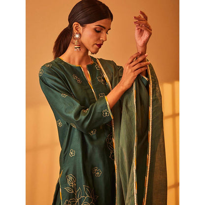 Bo Tree Green Anzoo Kurta with Palazzo and Dupatta (Set of 3)