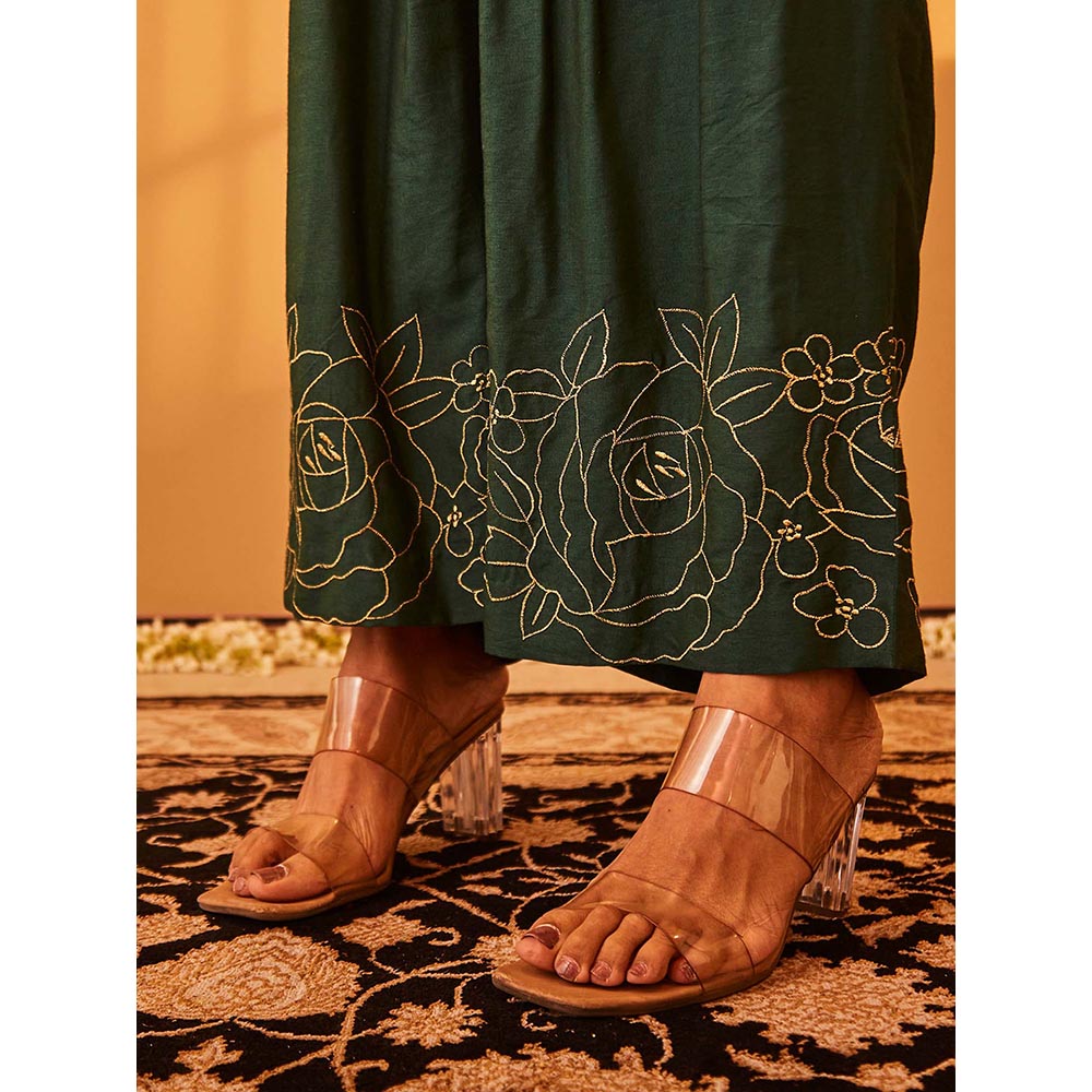 Bo Tree Green Anzoo Kurta with Palazzo and Dupatta (Set of 3)