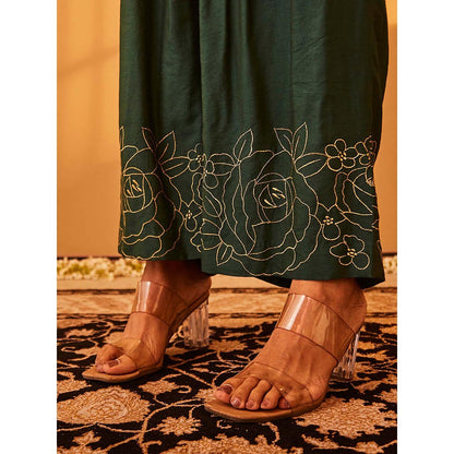 Bo Tree Green Anzoo Kurta with Palazzo and Dupatta (Set of 3)