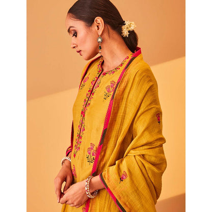 Bo Tree Yellow Nafisa Kurta with Pant and Dupatta (Set of 3)