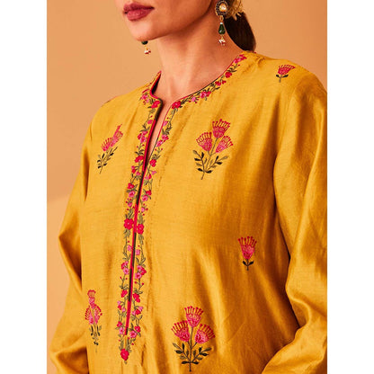 Bo Tree Yellow Nafisa Kurta with Pant and Dupatta (Set of 3)