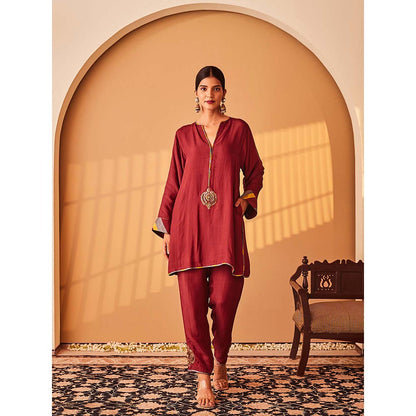 Bo Tree Maroon Rukhsaar Kurta with Pant (Set of 2)