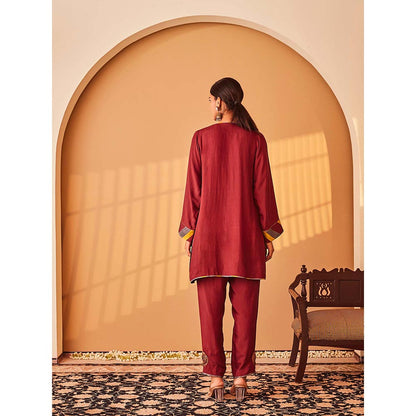 Bo Tree Maroon Rukhsaar Kurta with Pant (Set of 2)