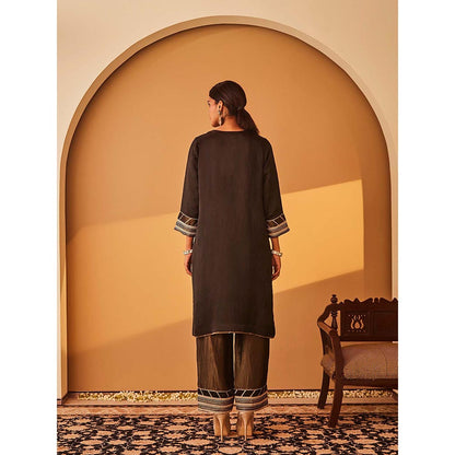Bo Tree Black Mashhour Kurta with Pant (Set of 2)