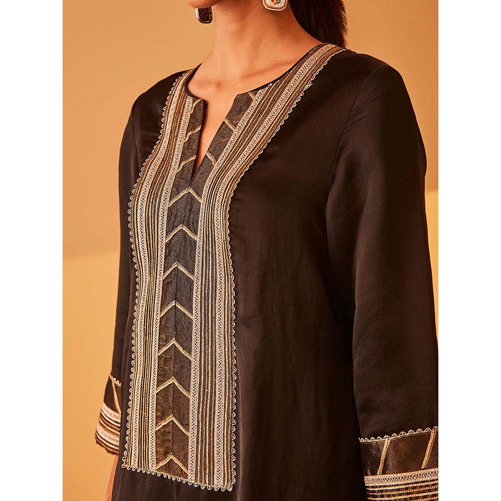 Bo Tree Black Mashhour Kurta with Pant (Set of 2)