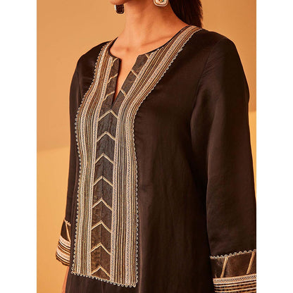 Bo Tree Black Mashhour Kurta with Pant (Set of 2)