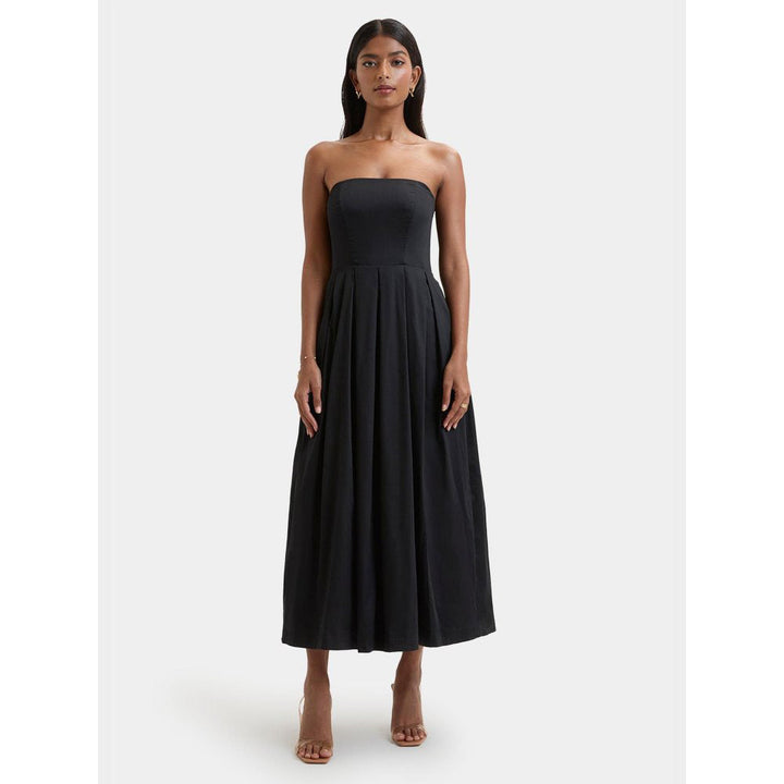 Bouji Black Solid/Plain Iris Midi Dress