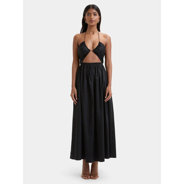 Bouji Black Solid/Plain Jayne Cut-Out Halter Maxi Dress