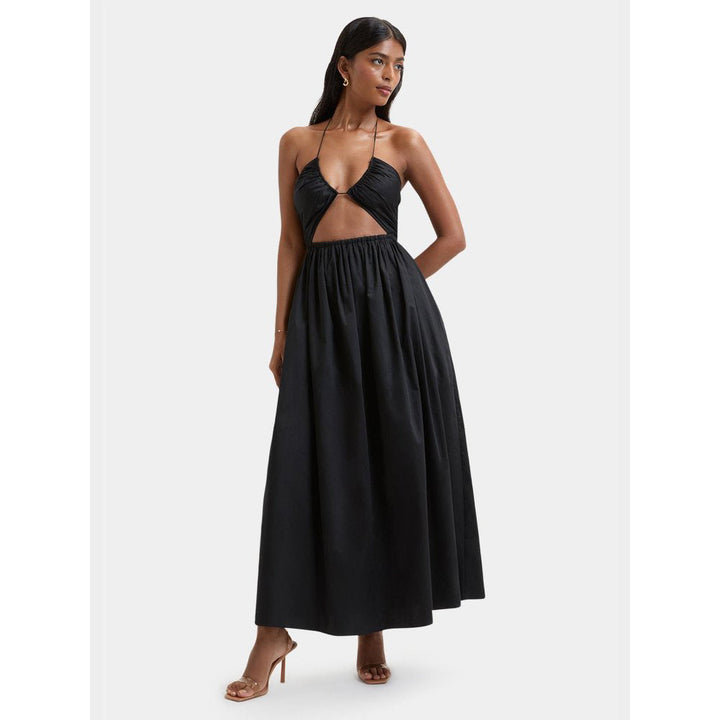 Bouji Black Solid/Plain Jayne Cut-Out Halter Maxi Dress