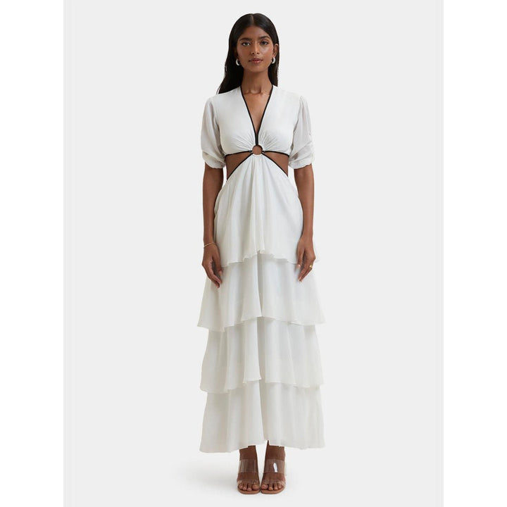 Bouji White Solid/Plain Corsica Tiered Dress