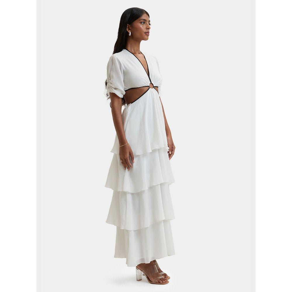 Bouji White Solid/Plain Corsica Tiered Dress