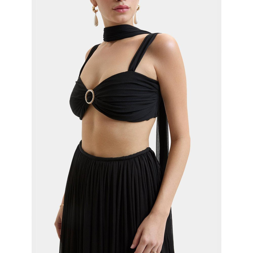 Bouji Black Embellished/Sequined Morgana Buckle Bustier Top