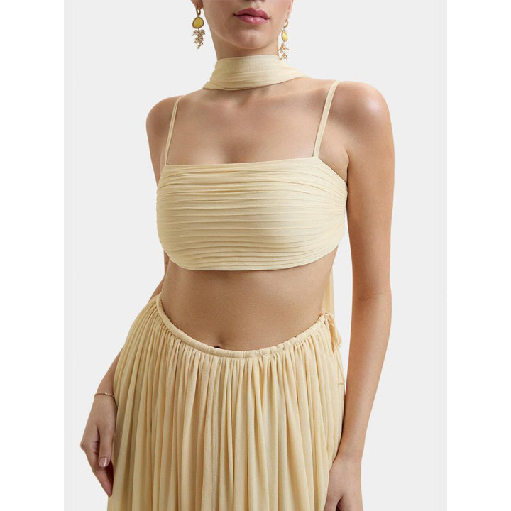 Bouji Cream Pleated Morgana Pleated Bustier Top