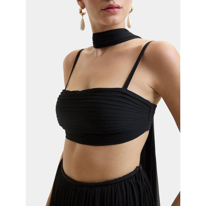 Bouji Black Pleated Morgana Pleated Bustier Top