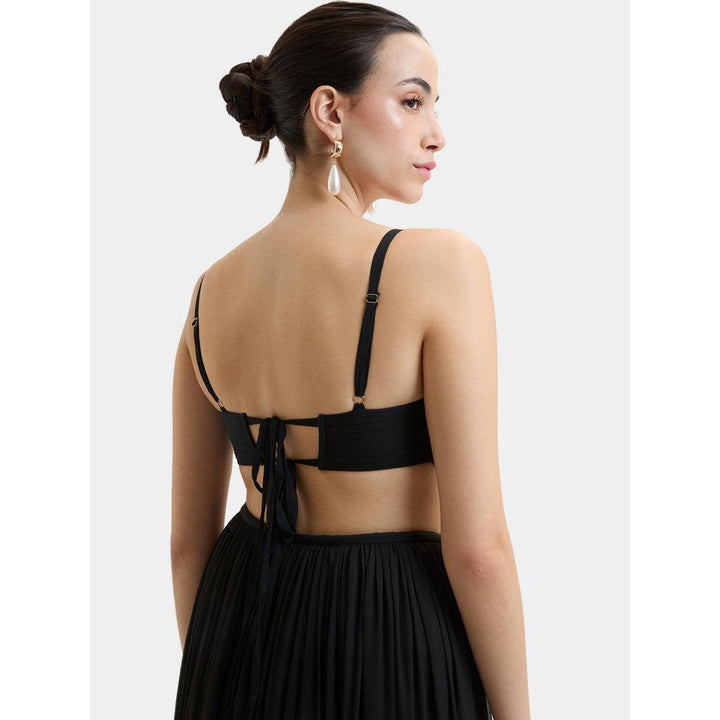 Bouji Black Pleated Morgana Pleated Bustier Top