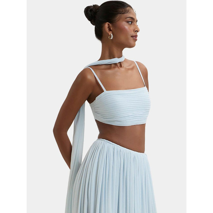 Bouji Blue Pleated Morgana Pleated Bustier Top