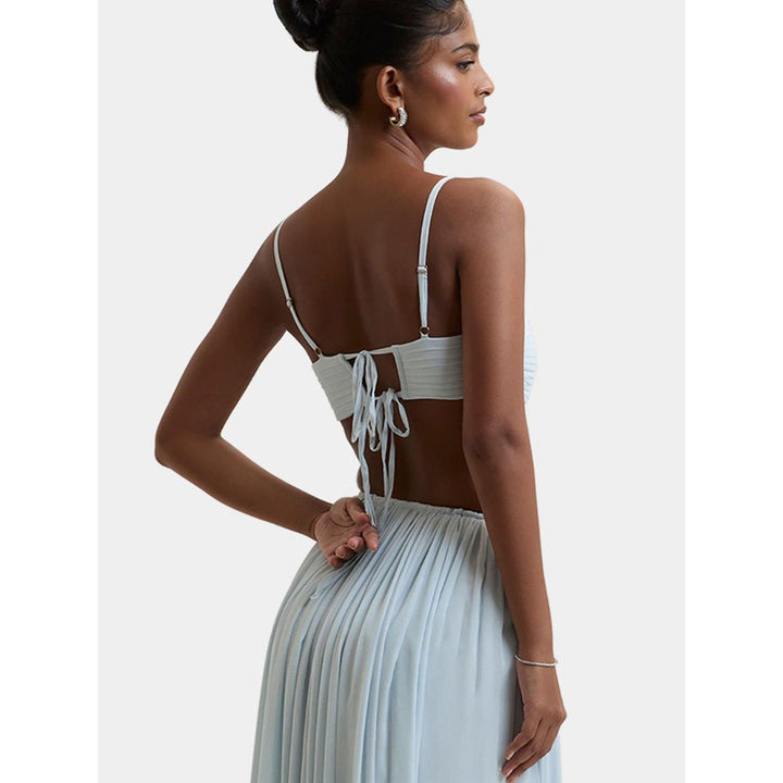 Bouji Blue Pleated Morgana Pleated Bustier Top