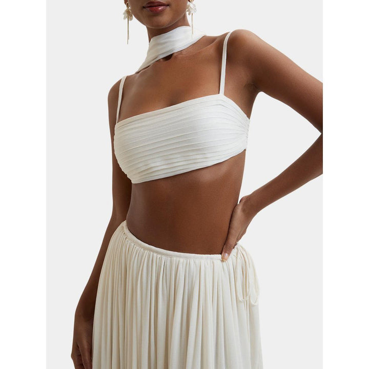 Bouji White Pleated Morgana Pleated Bustier Top