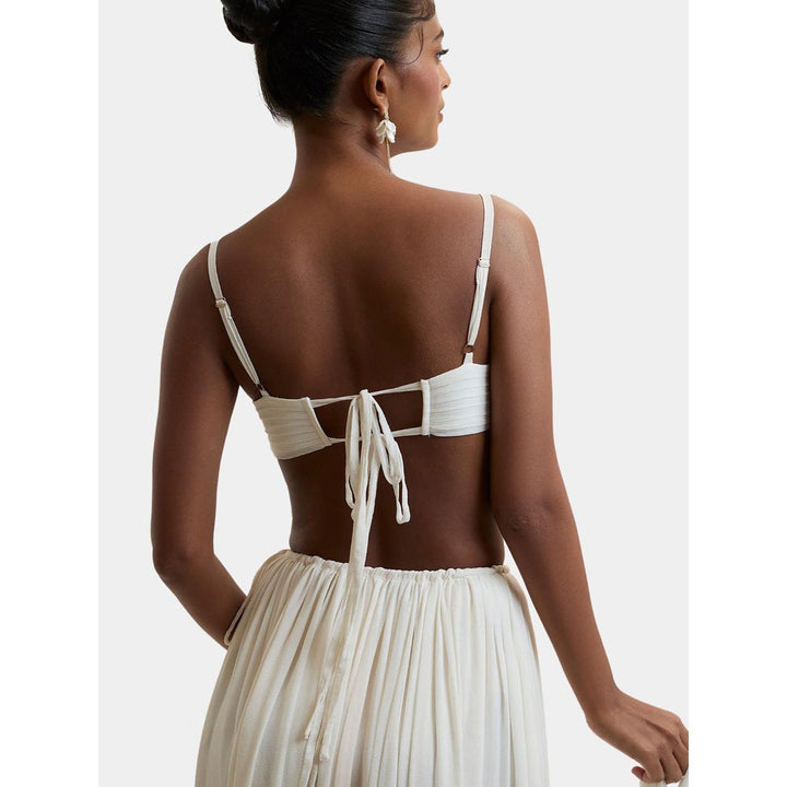 Bouji White Pleated Morgana Pleated Bustier Top