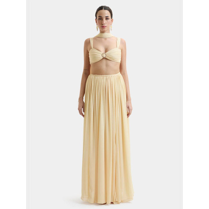 Bouji Cream Solid/Plain Morgana Gathered Maxi Skirt